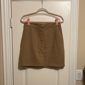 LOFT Camel Button-Front Mini Skirt size 4